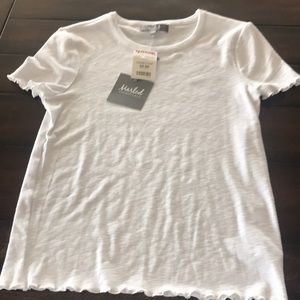 WOMENS XS WHITE MARLED ESSENTIALS TEE